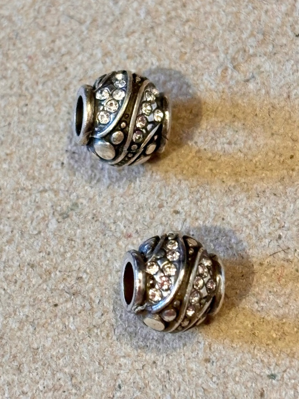 Two Brighton Mini Cosmic beads Fit MINI holders ONLY Silver with Crystal accents